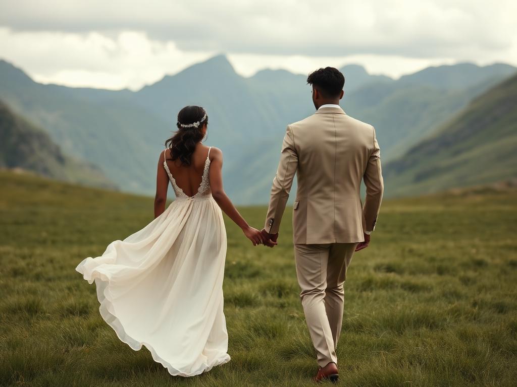 Couple marchant dans la montagne